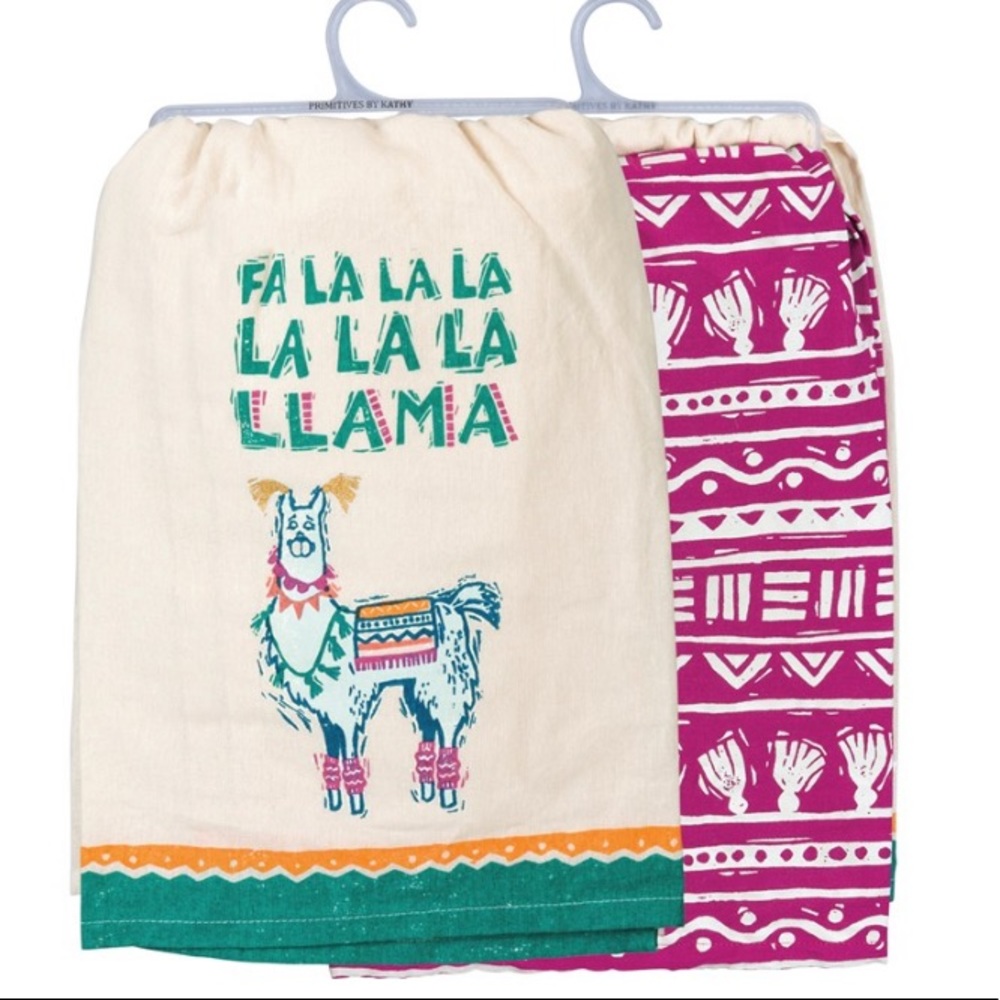 NEW  fa la la llama kitchen towel set